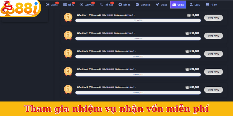 Tham gia nhiệm vụ nhận vốn miễn phí